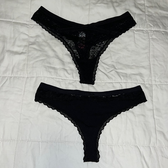 2 Pack NWOT NoBo Black Thongs with Lace Size Medium - Picture 1 of 4